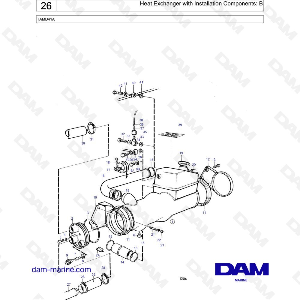 Spare parts and exploded views for Volvo Penta TAMD41D